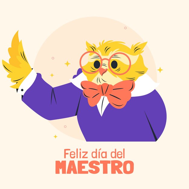 Ilustración plana del día del maestro en español