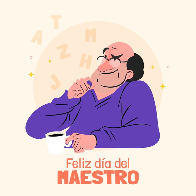 Ilustración plana del día del maestro en español