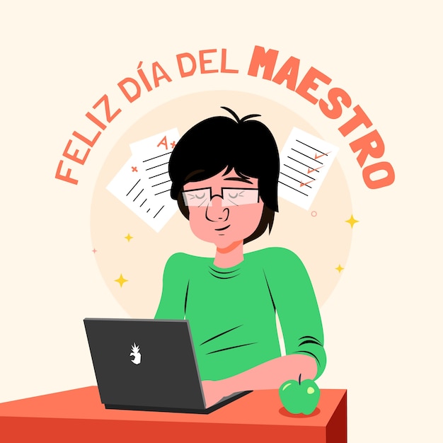 Vector gratuito ilustración plana del día del maestro en español