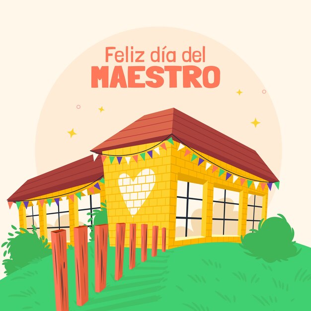 Ilustración plana del día del maestro en español