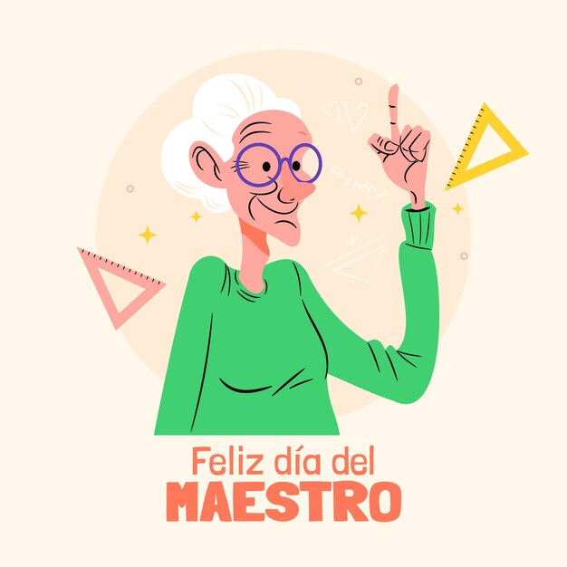 Ilustración plana del día del maestro en español