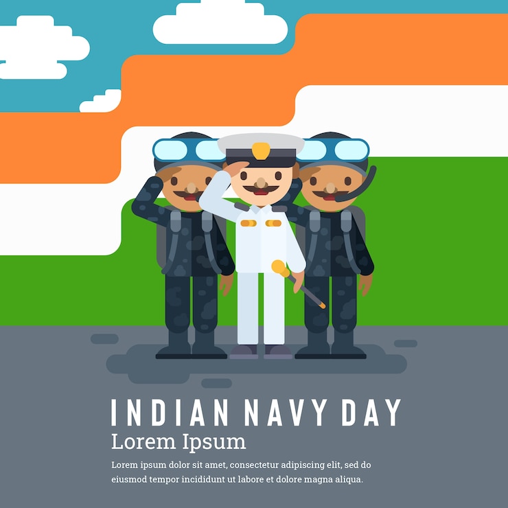 Vector gratuito ilustración plana del día de la marina india