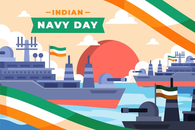 Vector gratuito ilustración plana del día de la marina india