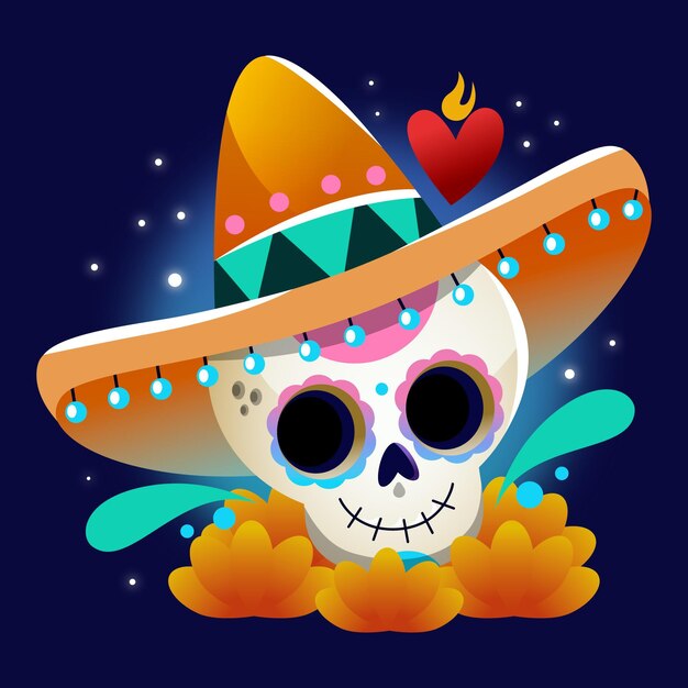 Ilustración plana dia de muertos