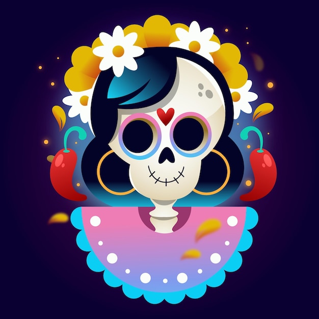 Vector gratuito ilustración plana dia de muertos