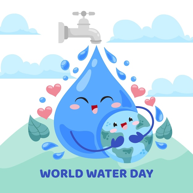 Ilustración plana del día mundial del agua