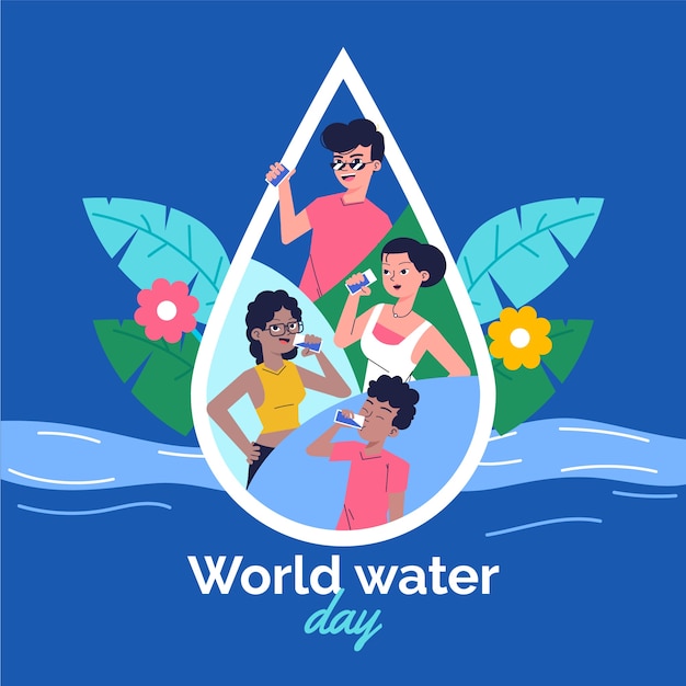 Vector gratuito ilustración plana del día mundial del agua