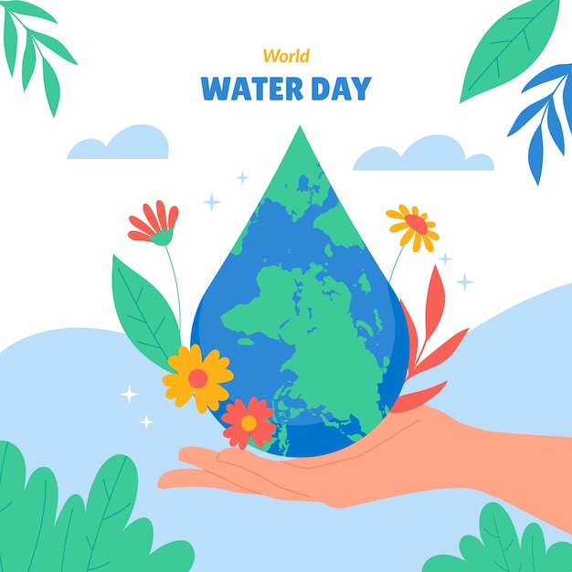 Ilustración plana para el día mundial del agua
