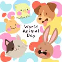 Vector gratuito ilustración plana del día mundial de los animales