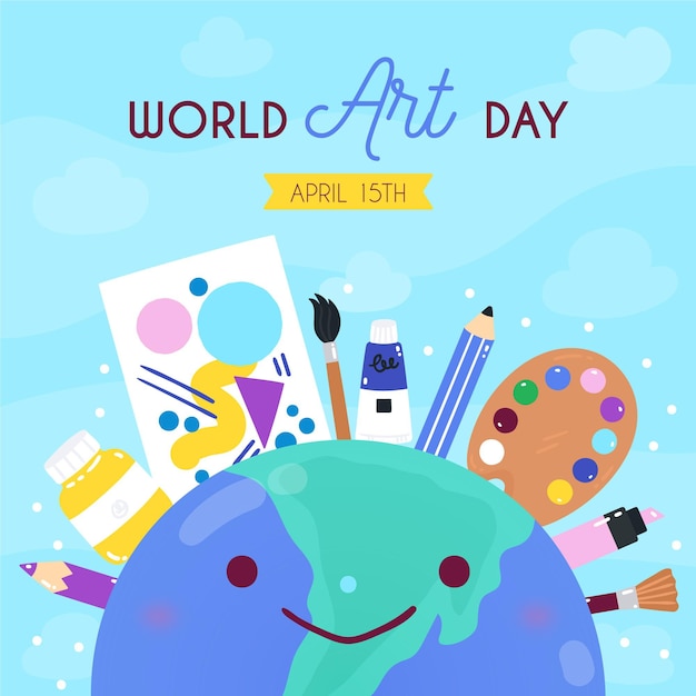 Ilustración plana del día mundial del arte
