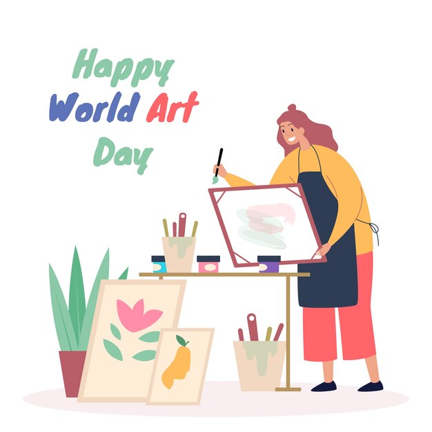 Ilustración plana del día mundial del arte