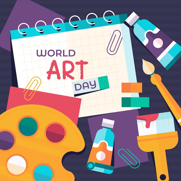 Vector gratuito ilustración plana del día mundial del arte