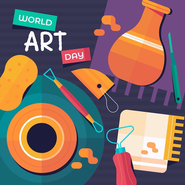 Vector gratuito ilustración plana del día mundial del arte