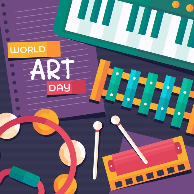 Vector gratuito ilustración plana del día mundial del arte