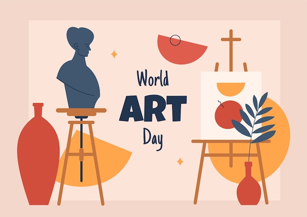 Vector gratuito ilustración plana del día mundial del arte