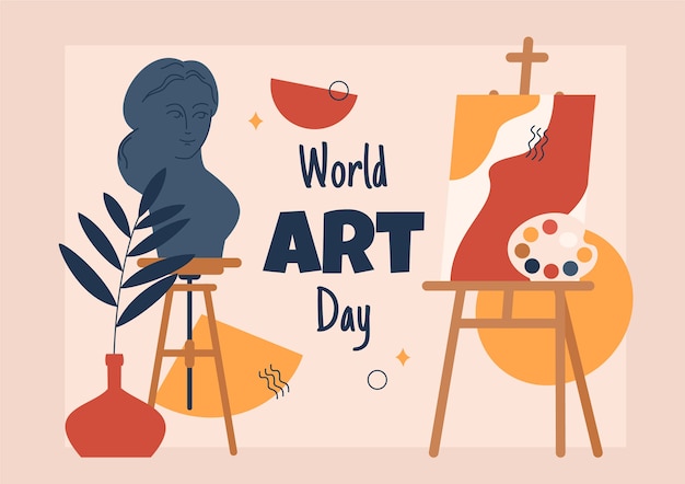 Vector gratuito ilustración plana del día mundial del arte