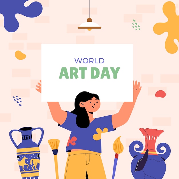 Vector gratuito ilustración plana para el día mundial del arte