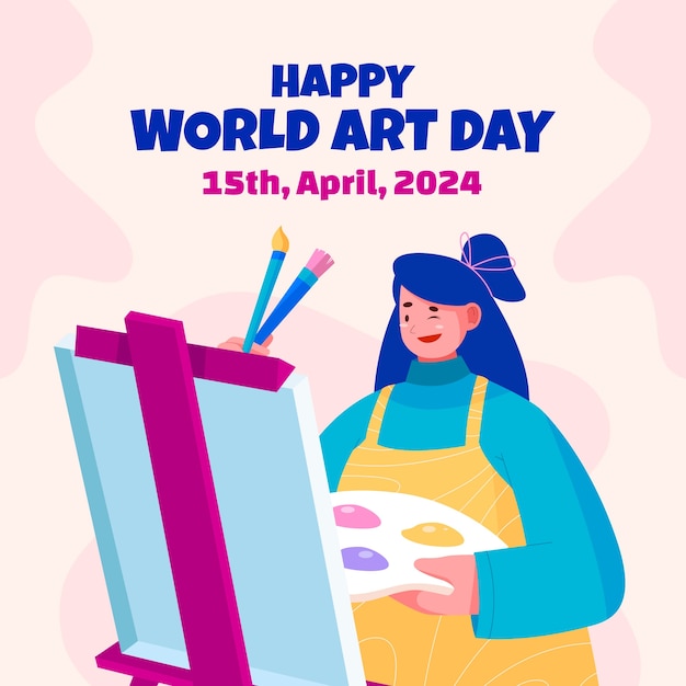 Vector gratuito ilustración plana para el día mundial del arte