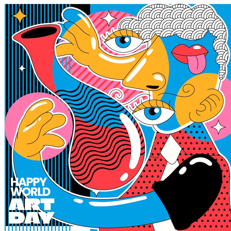 Vector gratuito ilustración plana del día mundial del arte