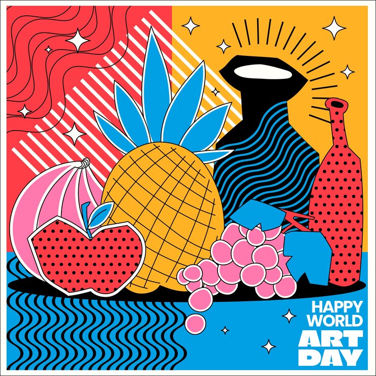 Vector gratuito ilustración plana del día mundial del arte