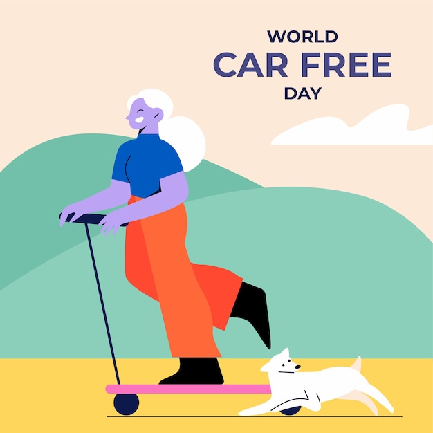 Ilustración plana para el día mundial sin automóviles