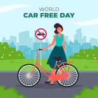 Vector gratuito ilustración plana para el día mundial sin automóviles