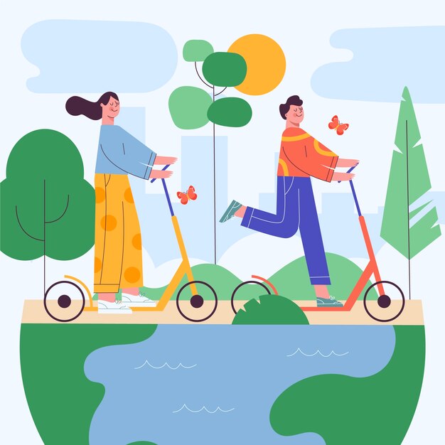 Ilustración plana para el día mundial sin automóviles