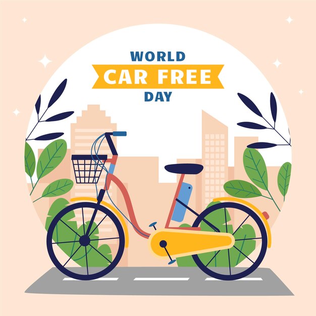 Ilustración plana del día mundial sin automóviles