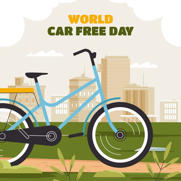 Ilustración plana del día mundial sin automóviles