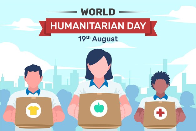 Ilustración plana para el día mundial de la ayuda humanitaria