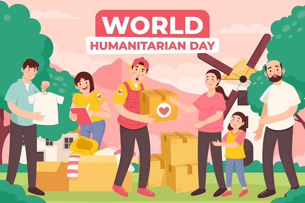 Vector gratuito ilustración plana para el día mundial de la ayuda humanitaria