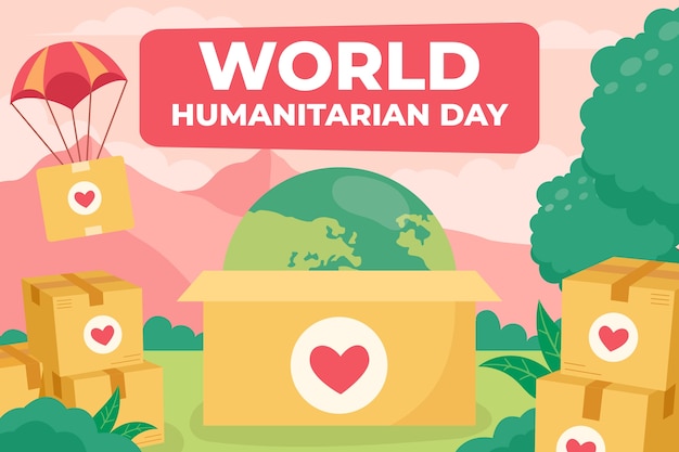 Vector gratuito ilustración plana para el día mundial de la ayuda humanitaria