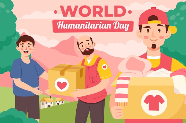 Vector gratuito ilustración plana para el día mundial de la ayuda humanitaria