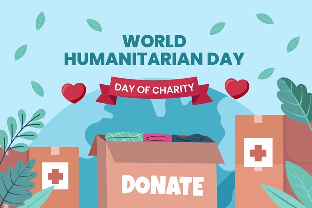 Ilustración plana para el día mundial de la ayuda humanitaria