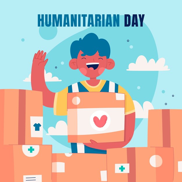 Ilustración plana para el día mundial de la ayuda humanitaria