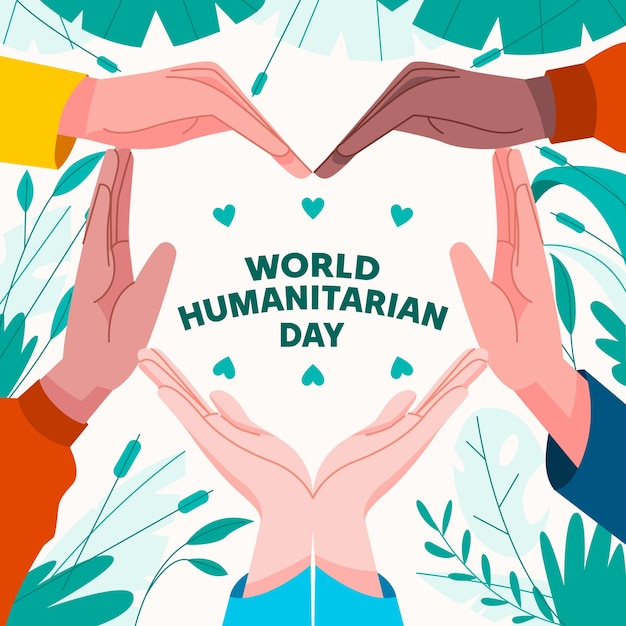 Vector gratuito ilustración plana para el día mundial de la ayuda humanitaria