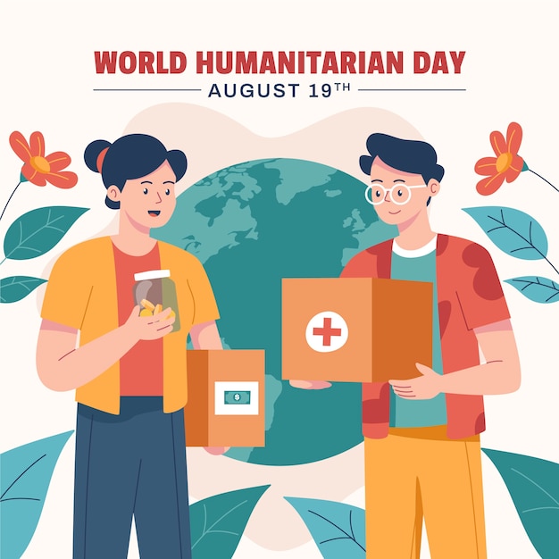 Ilustración plana para el día mundial de la ayuda humanitaria