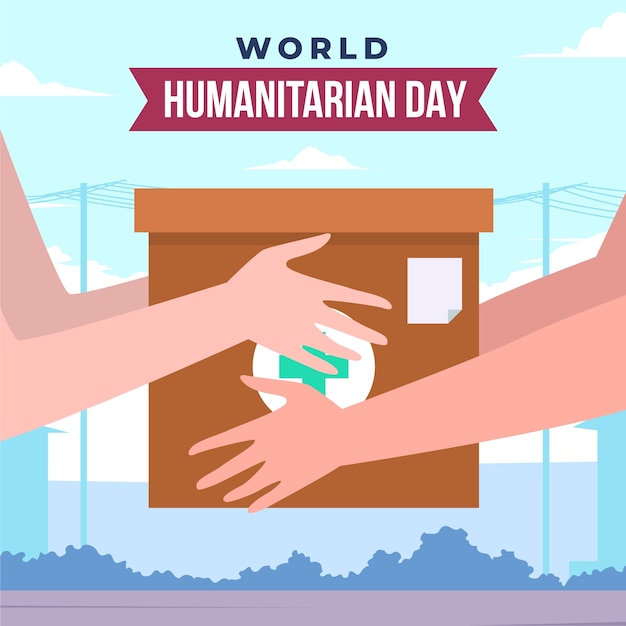 Ilustración plana para el día mundial de la ayuda humanitaria