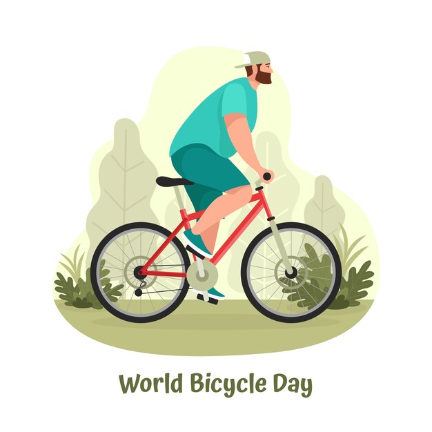 Vector gratuito ilustración plana del día mundial de la bicicleta