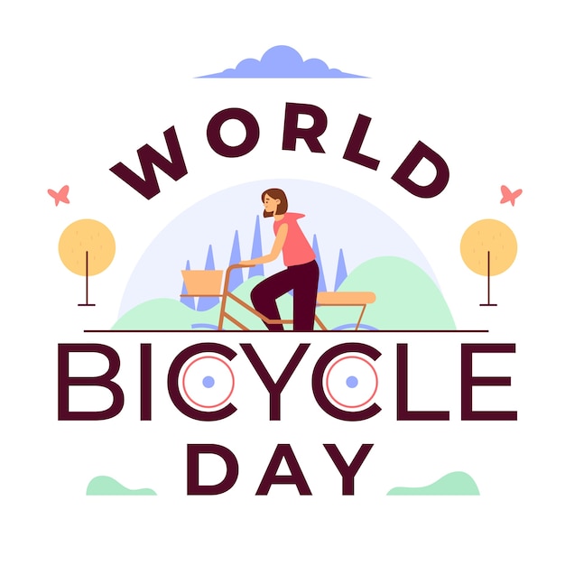 Ilustración plana del día mundial de la bicicleta