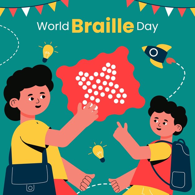 Vector gratuito ilustración plana del día mundial del braille