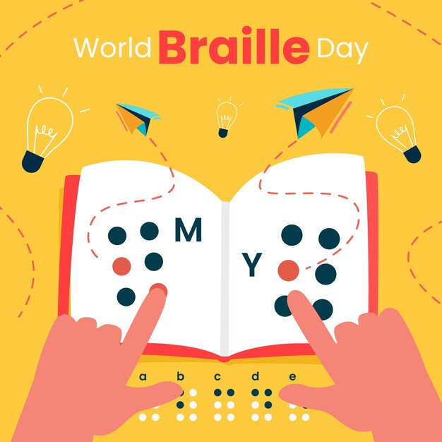 Ilustración plana del día mundial del braille