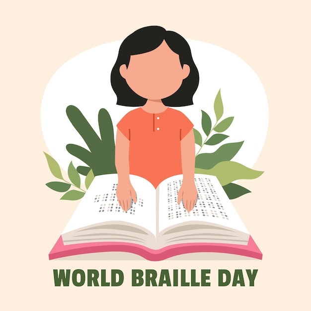 Vector gratuito ilustración plana del día mundial del braille