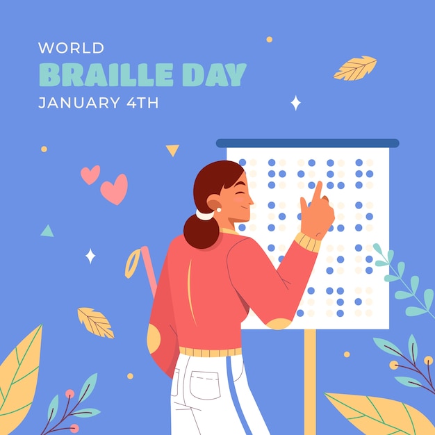 Vector gratuito ilustración plana del día mundial del braille