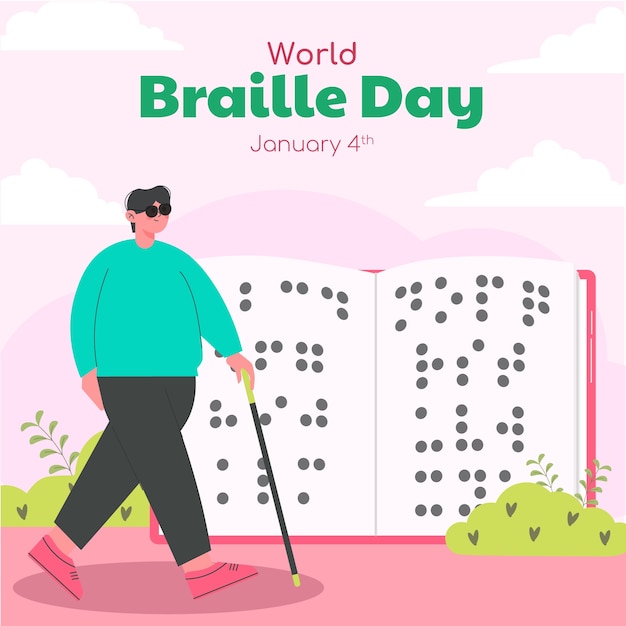 Vector gratuito ilustración plana para el día mundial del braille