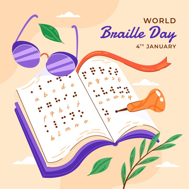 Vector gratuito ilustración plana para el día mundial del braille