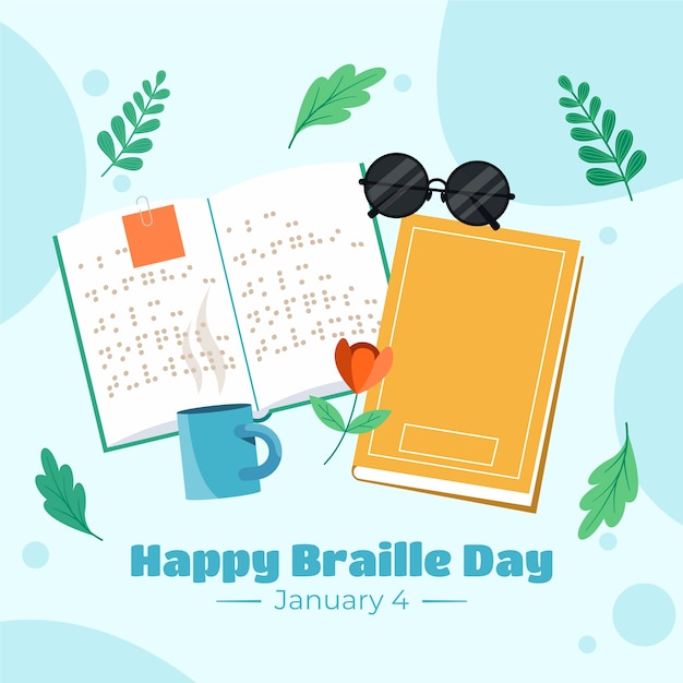 Vector gratuito ilustración plana para el día mundial del braille