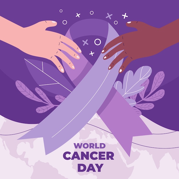 Vector gratuito ilustración plana del día mundial del cáncer