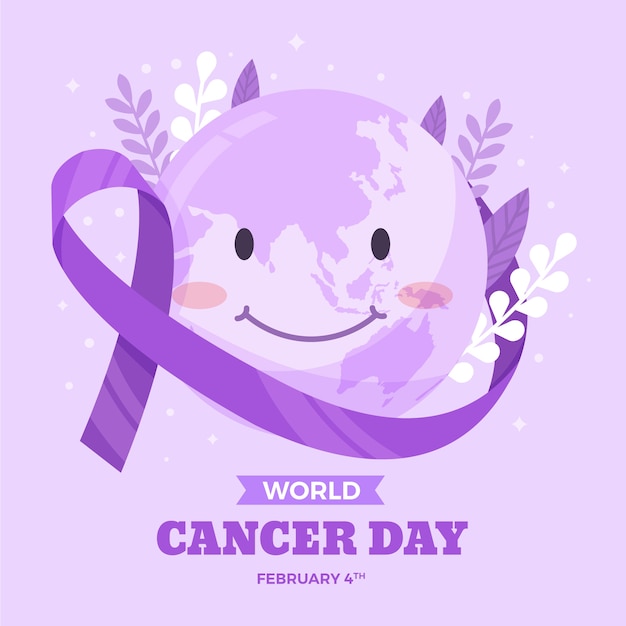 Ilustración plana del día mundial del cáncer