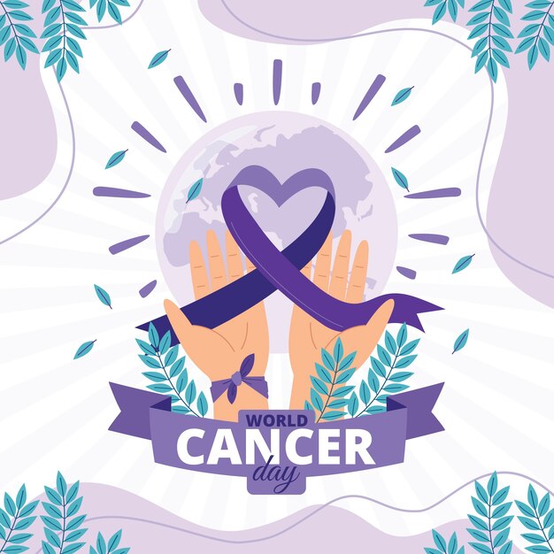 Ilustración plana del día mundial del cáncer